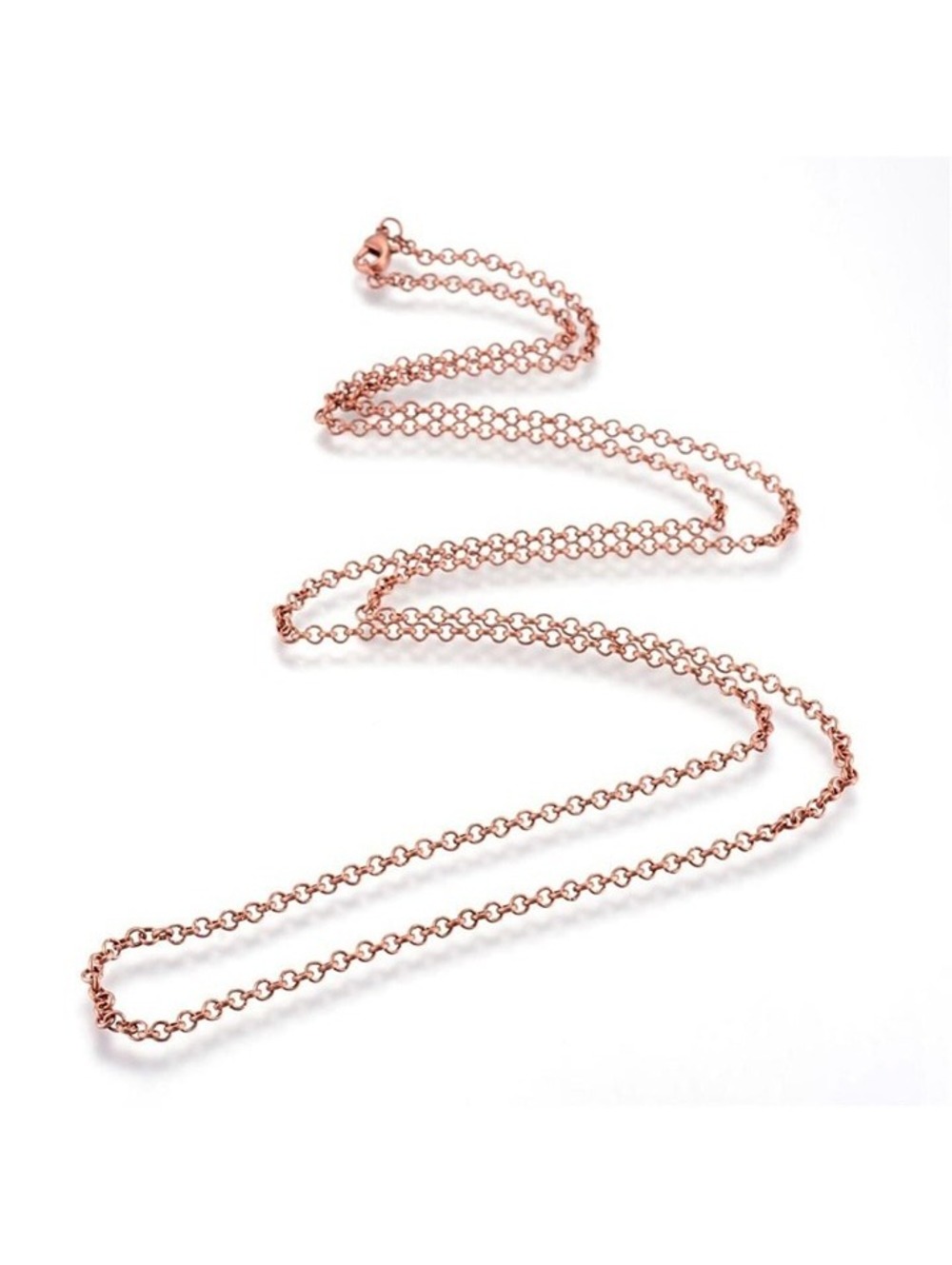Antique Copper Rolo Link Chain Necklace 24" 60cm Long Round 3mm Links